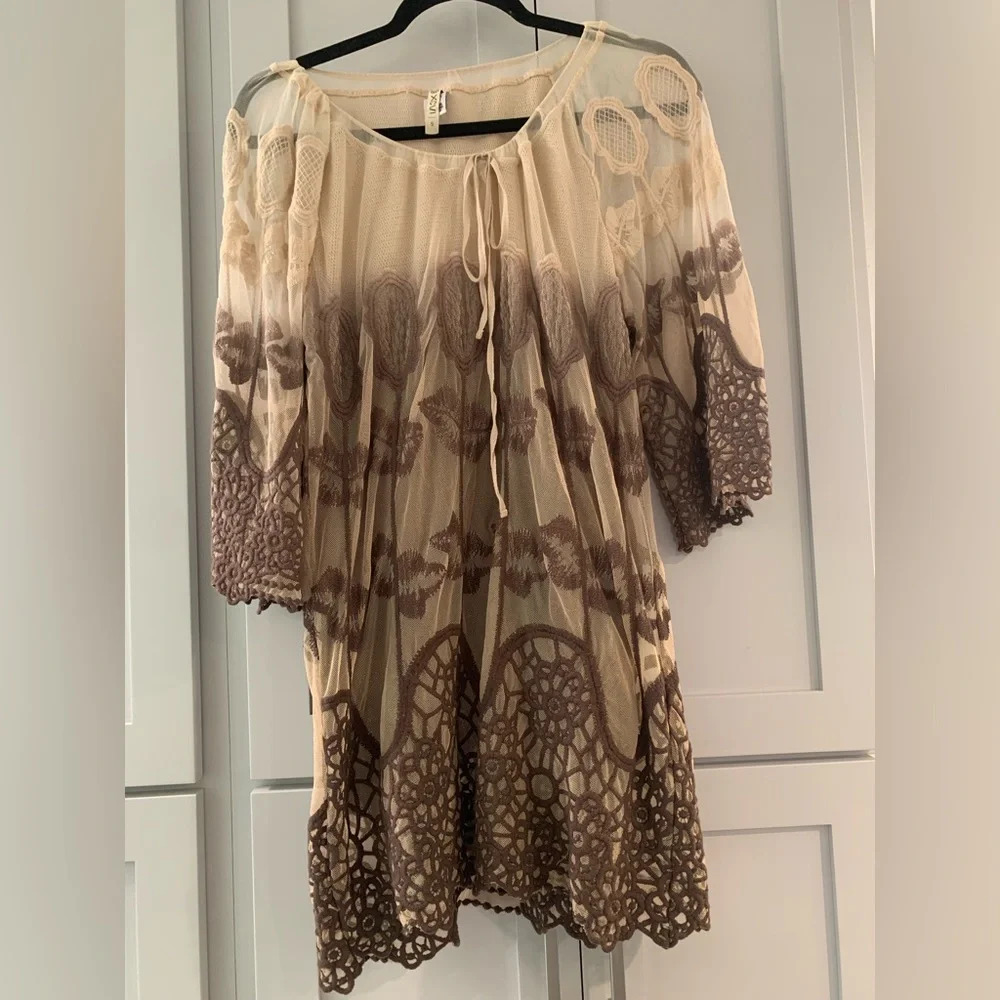 XCVI Ombré Embroidered Lace over Sweater Knit Dress